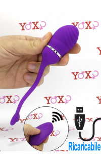 Yoxo Sexy Shop - Ovetto vibrante in silicone lilla telecomandato ricaricabile con USB 5,6 x 2,8 cm.