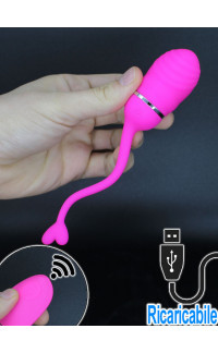 Yoxo Sexy Shop - Ovetto vibrante in silicone rosa telecomandato ricaricabile con USB 5,6 x 2,8 cm.