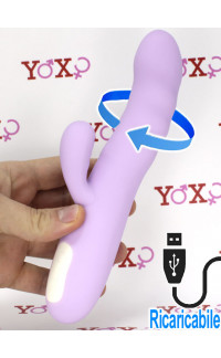 Yoxo Sexy Shop - Vibratore rabbit rotante in silicone lilla ricaricabile USB 20 x 3,3 cm.