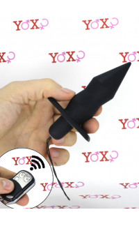 Yoxo Sexy Shop - Cuneo anale vibrante in silicone nero telecomandato wireless 11 x 2,5 cm.