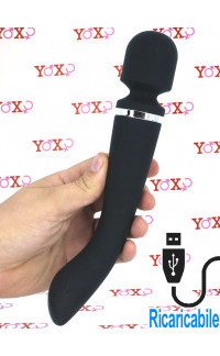 Yoxo Sexy Shop - Massaggiatore in Silicone 24,7 x 4,2 cm. Ricaricabile USB Nero