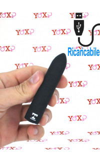 Yoxo Sexy Shop - Mini Vibratore Bullet Impermeabile 9 x 1,8 cm. Nero Ricaricabile USB