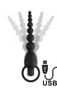Yoxo Sexy Shop - Marbe - Catena Anale Vibrante con 8 Sfere Progressive in Silicone 18 x 3,5 cm. Nero Ricaricabile USB