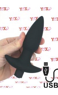 Yoxo Sexy Shop - Spear - Cuneo Anale Vibrante da Passeggio in Silicone 14 x 3,5 cm. Ricaricabile USB Nero