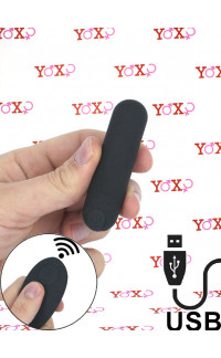 Yoxo Sexy Shop - Buller - Bullet Vibrante in Silicone con Telecomando Wireless 7,6 x 2 cm. Nero Ricaricabile USB