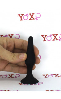 Yoxo Sexy Shop - Trophy - Cuneo anale in silicone nero con ventosa 10 x 2,3 cm.