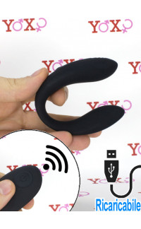 Yoxo Sexy Shop - Vibratore per coppia in silicone nero ricaricabile USB con telecomando wireless