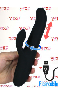 Yoxo Sexy Shop - Squidy - Vibratore Rabbit in Silicone con Spinta e Perle Rotanti 24 x 3,5 cm. Ricaricabile con USB