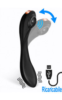 Yoxo Sexy Shop - Pulsar - Vibratore e Pulsatore 2 in 1 in Silicone Posizionabile 20,5 x 4 cm. Ricaricabile USB Nero