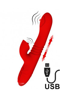 Yoxo Sexy Shop - Vibratore Rabbit con Spinta e Pulsazione Red 15,5 x 3,7 cm