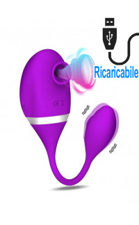 Yoxo Sexy Shop - Succhia Clitoride con Ovetto Vibrante Viola Ricaricabile USB