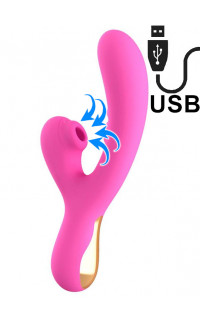 Yoxo Sexy Shop - No. Twenty - Vibratore Rabbit con Succhia Clitoride 22,2 x 4 cm. Ricaricabile USB Rosa