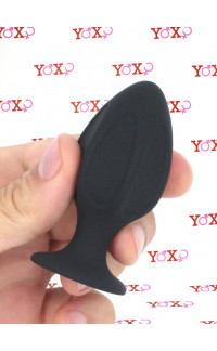 Yoxo Sexy Shop - Rifter M - Cuneo Anale con Rilievi Verticali 7,2 x 3,5 cm. in Silicone Nero