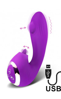 Yoxo Sexy Shop - Vibratore rabbit in puro silicone con lecca clitoride e pulsazioni ricaricabile Viola
