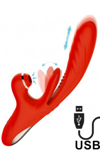 Yoxo Sexy Shop - Vibratore Rabbit con Spinta, Lingua Lecca Clitoride e Succhia Clitoride Arancione Ricaricabile USB
