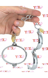 Yoxo Sexy Shop - Manette in Metallo Ovali con Chiusura a Lucchetto 7 x 5,5 cm.