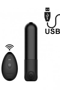 Yoxo Sexy Shop - Asha - Bullet Vibrante in Silicone con Telecomando Wireless 8,6 x 2 cm. Nero Ricaricabile USB