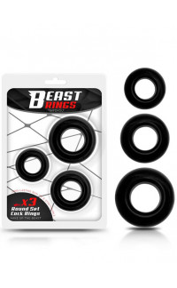 Yoxo Sexy Shop - Beast Rings 3-Pack - Set di 3 Anelli Fallici in TPR 4, 4,8 5,6 cm. Nero