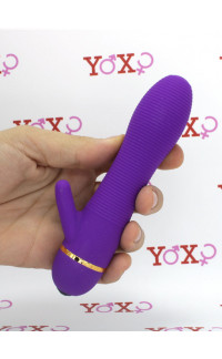 Yoxo Sexy Shop - Vibratore rabbit in silicone viola con rilievi stimolanti 17 x 3,5 cm.
