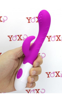 Yoxo Sexy Shop - Vibratore rabbit con sfera rotante in silicone fucsia 20 x 3 cm.
