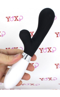 Yoxo Sexy Shop - Vibratore rabbit in silicone nero 21,6 x 3,4 cm.