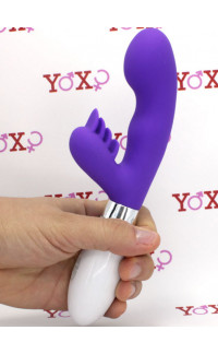 Yoxo Sexy Shop - Vibratore rabbit in silicone viola con lingue lecca clitoride 21 x 3,4 cm.