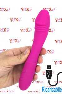 Yoxo Sexy Shop - Sweety - Vibratore G-Spot in Silicone Morbido e Flessibile 19,5 x 3,5 cm. Ricaricabile con USB Fucsia