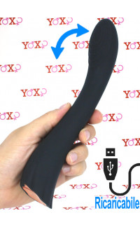 Yoxo Sexy Shop - Lexire - Vibratore Punto G Vibra e Sgrilletta 23 x 4,1 cm. in Silicone Nero Ricaricabile