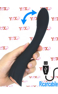 Yoxo Sexy Shop - Lexire - Vibratore Punto G Vibra e Sgrilletta 23 x 4,1 cm. in Silicone Nero Ricaricabile