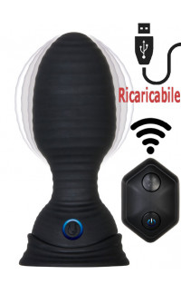 Yoxo Sexy Shop - Cuneo anale gonfiabile vibrante con rilievi e telecomando wireless 11,7 x 4 - 5,1 cm.