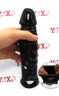Yoxo Sexy Shop - Guaina per pene nera con cock sling 21,5 x 4,2 cm.