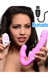 Yoxo Sexy Shop - Strapless vibrante rosa senza lacci con telecomando wireless 24 x 4,5 cm.