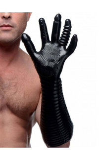 Yoxo Sexy Shop - Guanto nero zigrinato per fisting con dita stimolanti