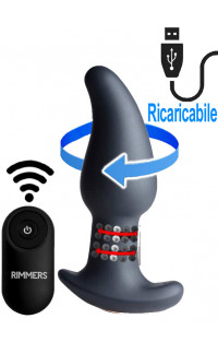 Yoxo Sexy Shop - Cuneo anale in silicone nero rotante su testa e gambo con telecomando wireless 13,7 x 4 cm.