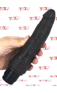 Yoxo Sexy Shop - MR. SKIN Vibratore Realistico Scuro Effetto PELLE NATURALE  22 x 4 cm.