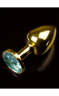 Yoxo Sexy Shop - Cuneo Anale in Metallo color Oro con Diamante Verde 7,5 x 3 cm.