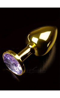 Yoxo Sexy Shop - Cuneo Anale in Metallo color Oro con Diamante Viola 7,5 x 3 cm.