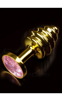Yoxo Sexy Shop - Cuneo Anale Progressivo in Acciaio color Oro con Gemma Rosa 7 x 3 cm.