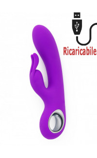 Yoxo Sexy Shop - Vibratore Rabbit Viola in Silicone con Pulsazione Ricaricabile USB 10 x 3,5 cm.