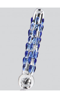 Yoxo Sexy Shop - Diamond Dazzler - Fallo in Vetro Pyrex Infrangibile con Rilievi 17,5 x 2,5 cm. Blu