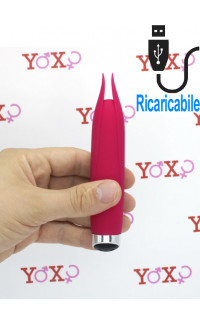 Yoxo Sexy Shop - Mini stimolatore per clitoride in silicone magenta per stimolazione intensa ricaricabile  USB