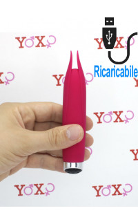 Yoxo Sexy Shop - Mini stimolatore per clitoride in silicone magenta per stimolazione intensa ricaricabile USB