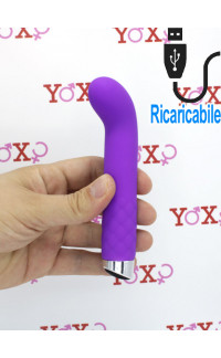 Yoxo Sexy Shop - Mini vibratore Punto G in silicone viola con pulsazione ricaricabile USB 14 x 2,3 cm.