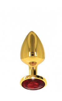 Yoxo Sexy Shop - Plug Taboom S - Cuneo Anale in Metallo con Gemma Rossa 7 x 2,5 cm. Oro