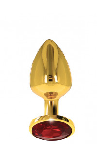 Yoxo Sexy Shop - Plug Taboom M - Cuneo Anale in Metallo con Gemma Rossa 8 x 3,2 cm. Oro
