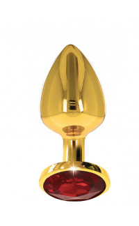 Yoxo Sexy Shop - Plug Taboom L - Cuneo Anale in Metallo con Gemma Rossa 9,5 x 4 cm. Oro
