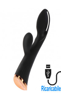 Yoxo Sexy Shop - Cassia Xtra Intense - Vibratore Rabbit in Silicone 20,5 x 3,5 cm. Nero Ricaricabile con USB