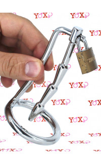 Yoxo Sexy Shop - Cintura di Castità Maschile con Sonda Uretrale in Acciaio a Sezioni