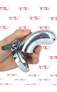 Yoxo Sexy Shop - Cintura di Castità Maschile in Acciaio Piss Tube con foro per urinare