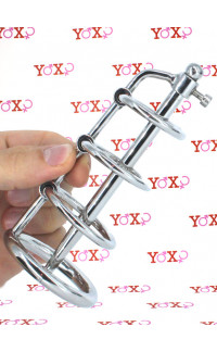 Yoxo Sexy Shop - Cintura di Castitá Curator Maschile in Acciaio con Sonda Uretrale Diametro 4,5 cm.